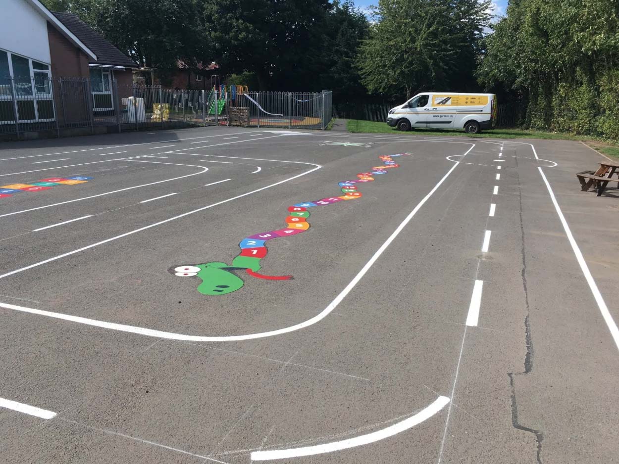 Snake markings on kids playground